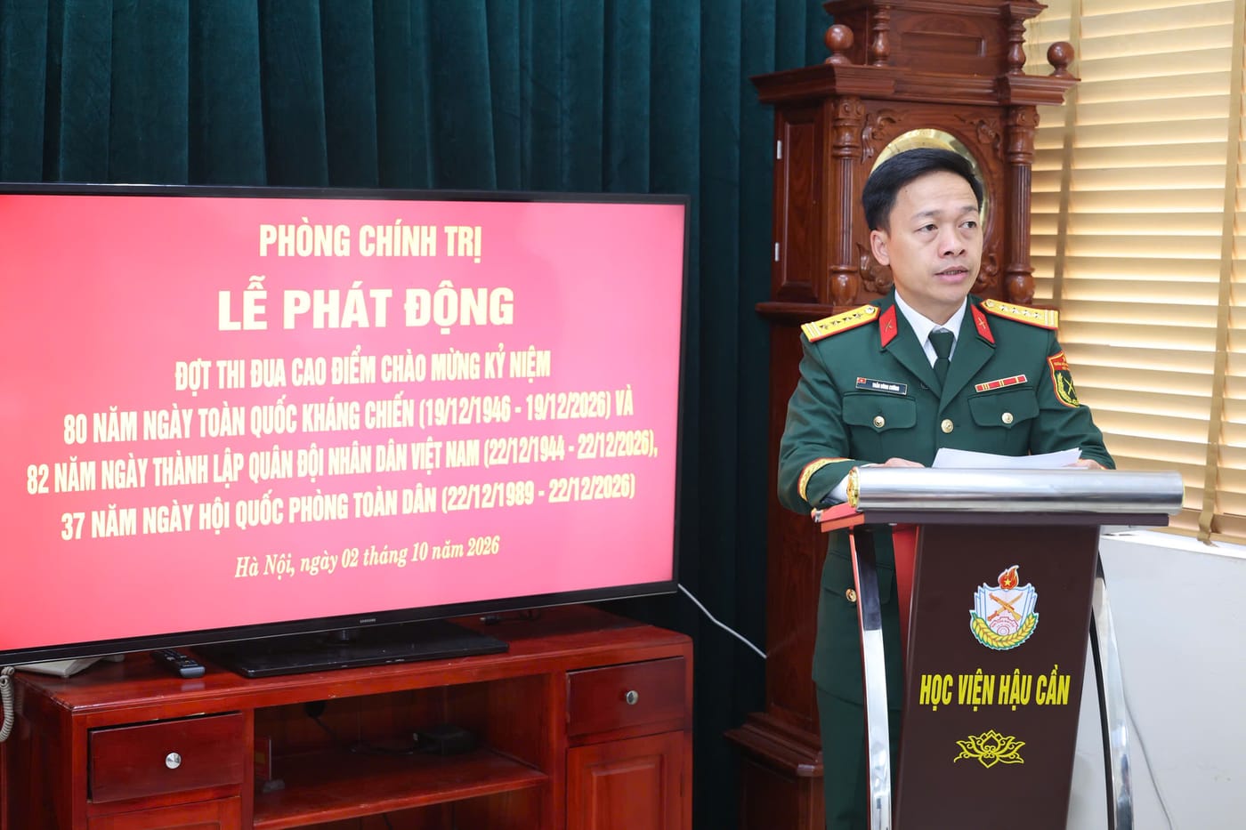 PHÒNG CHÍNH TRỊ HỌC VIỆN HẬU CẦN QUYẾT TÂM ĐẠT THÀNH TÍCH CAO NHẤT HƯỚNG TỚI KỶ NIỆM 80 NĂM NGÀY TOÀN QUỐC KHÁNG CHIẾN
